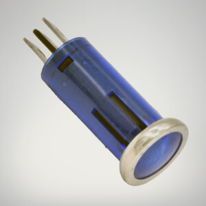 blue warning light with chrome bezel